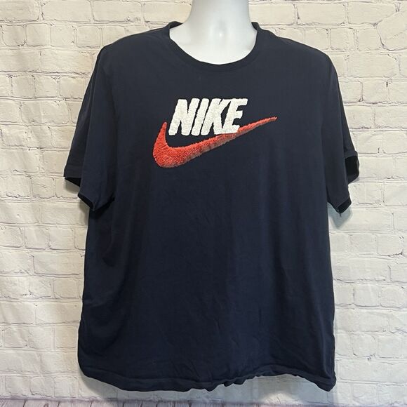 Vtg The Nike Tee Red Swoosh Navy Blue Nike T-shirt Size XXL 2XL Short Sleeve - Picture 2 of 9